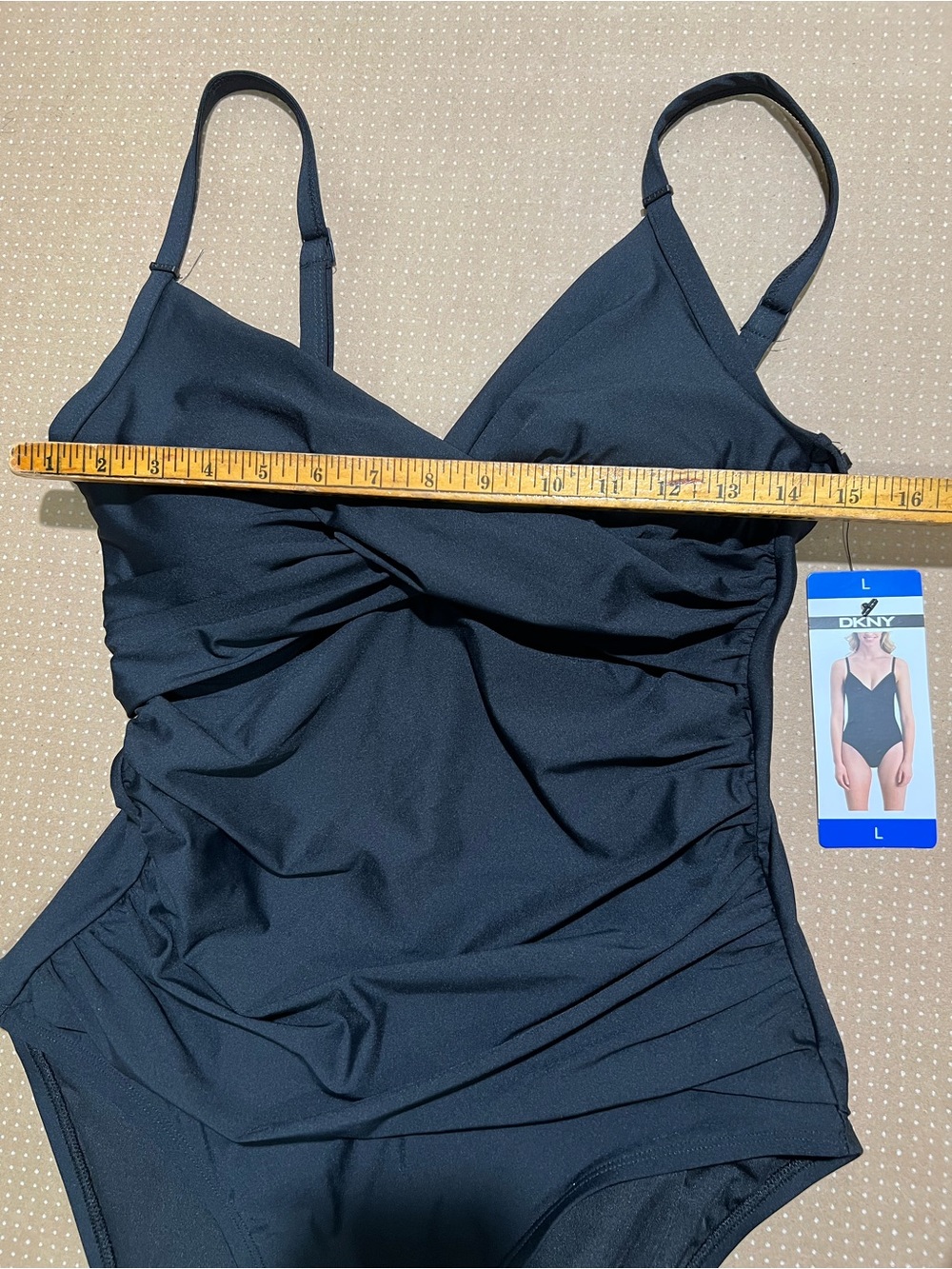 NWT DKNY Black Women’s One-Piece Swimsuit size L - Picture 10 of 12